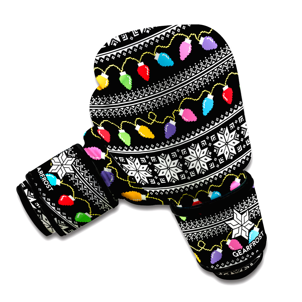 Christmas Tree Lights Print Boxing Gloves