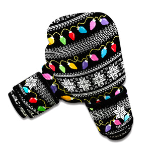 Christmas Tree Lights Print Boxing Gloves