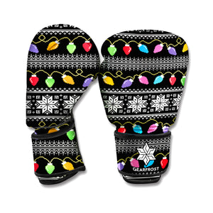 Christmas Tree Lights Print Boxing Gloves