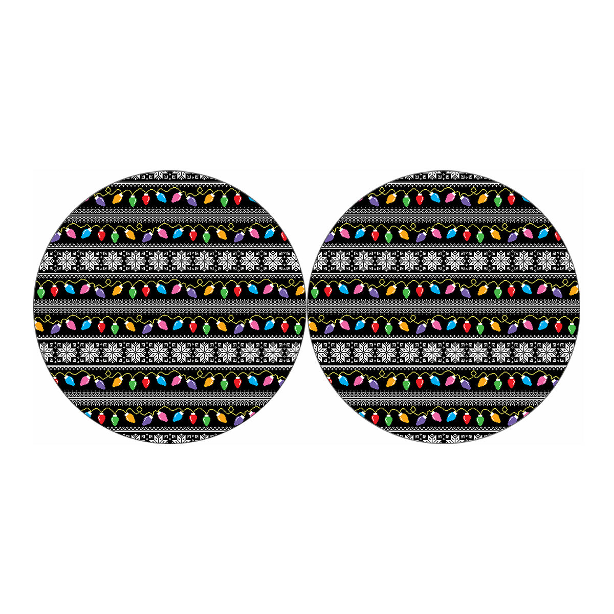 Christmas Tree Lights Print Car Coasters