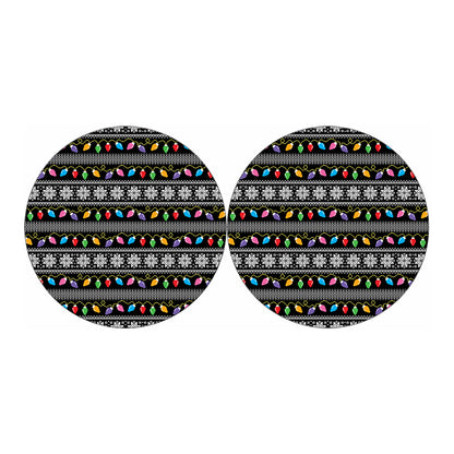 Christmas Tree Lights Print Car Coasters