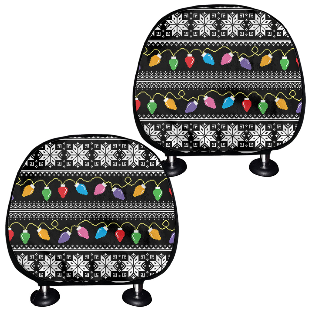 Christmas Tree Lights Print Car Headrest Covers