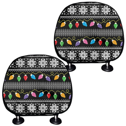 Christmas Tree Lights Print Car Headrest Covers