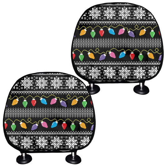 Christmas Tree Lights Print Car Headrest Covers