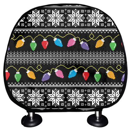 Christmas Tree Lights Print Car Headrest Covers