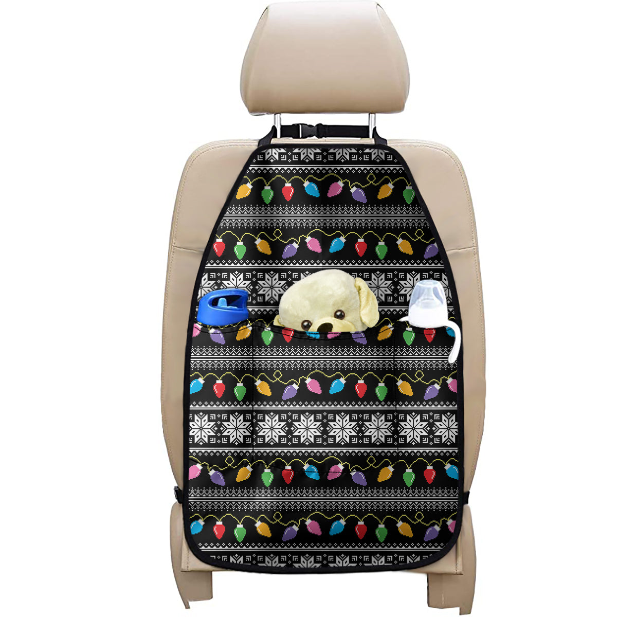 Christmas Tree Lights Print Car Seat Organizers