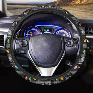 Christmas Tree Lights Print Car Steering Wheel Cover