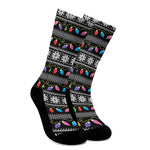 Christmas Tree Lights Print Crew Socks