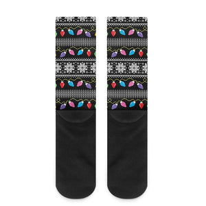 Christmas Tree Lights Print Crew Socks