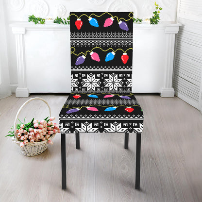 Christmas Tree Lights Print Dining Chair Slipcover