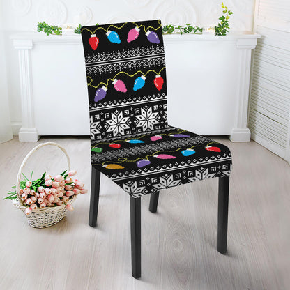 Christmas Tree Lights Print Dining Chair Slipcover