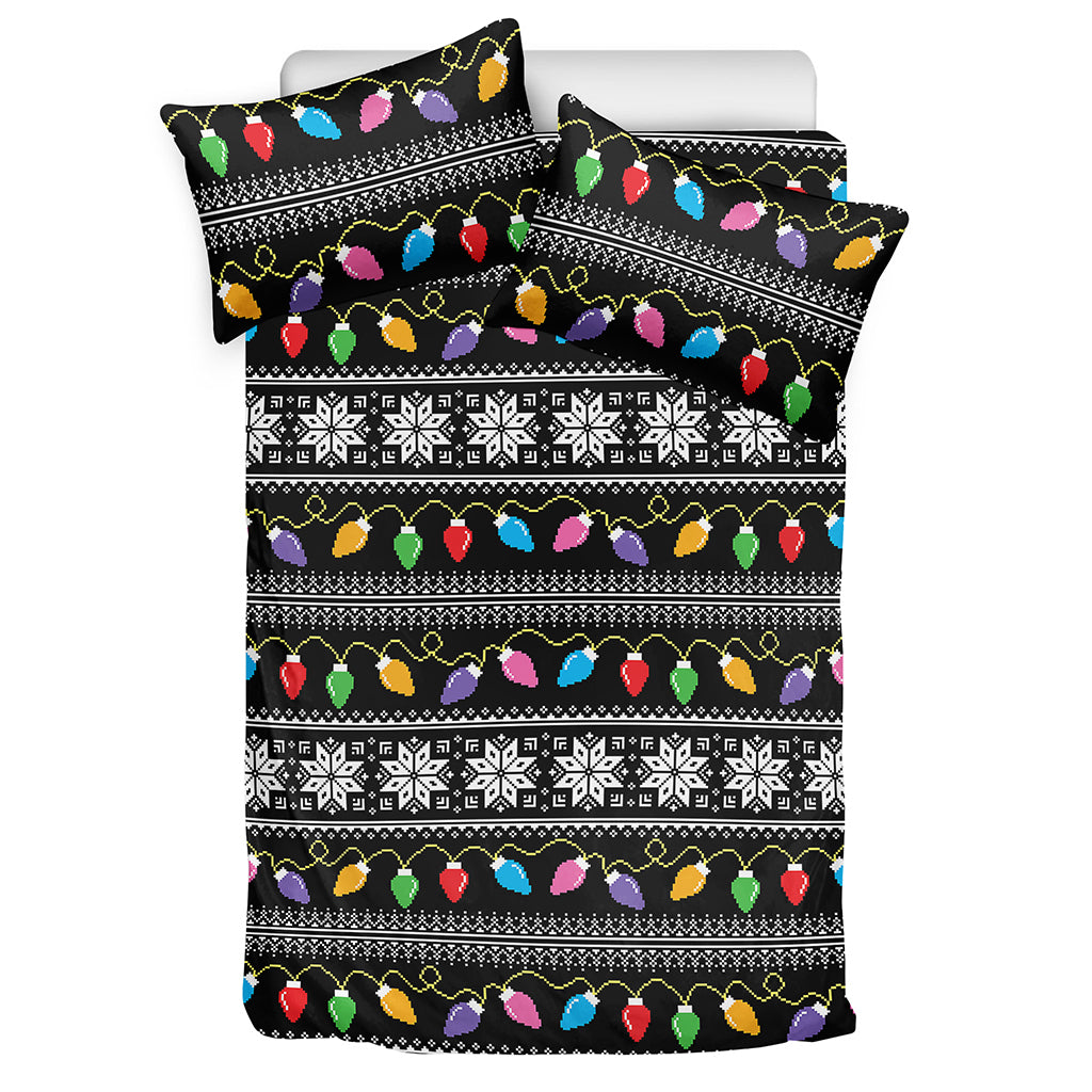 Christmas Tree Lights Print Duvet Cover Bedding Set