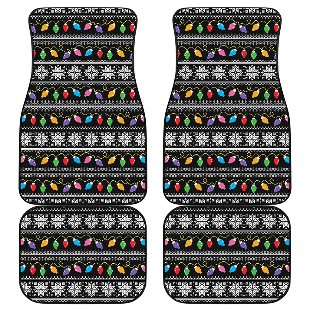 Christmas Tree Lights Print Front and Back Car Floor Mats