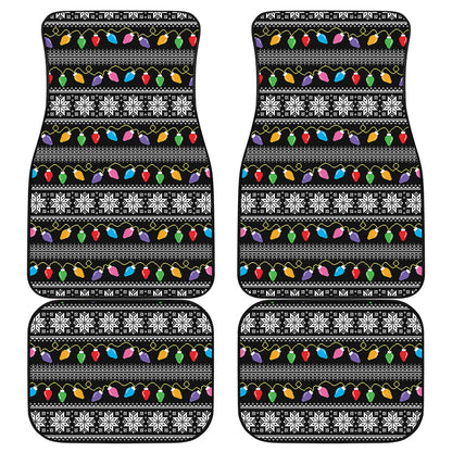 Christmas Tree Lights Print Front and Back Car Floor Mats