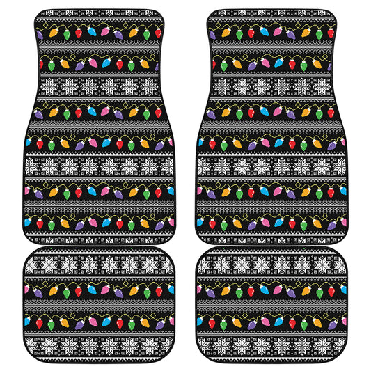 Christmas Tree Lights Print Front and Back Car Floor Mats