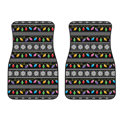 Christmas Tree Lights Print Front Car Floor Mats