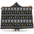 Christmas Tree Lights Print Hooded Blanket