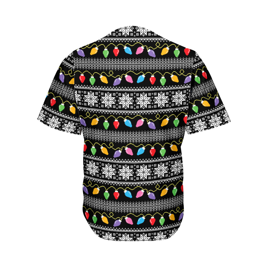 Christmas Tree Lights Print Men's Baseball Jersey