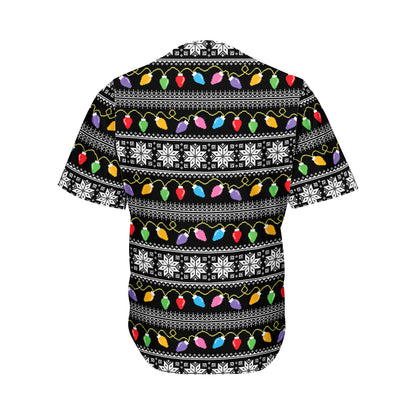 Christmas Tree Lights Print Men's Baseball Jersey