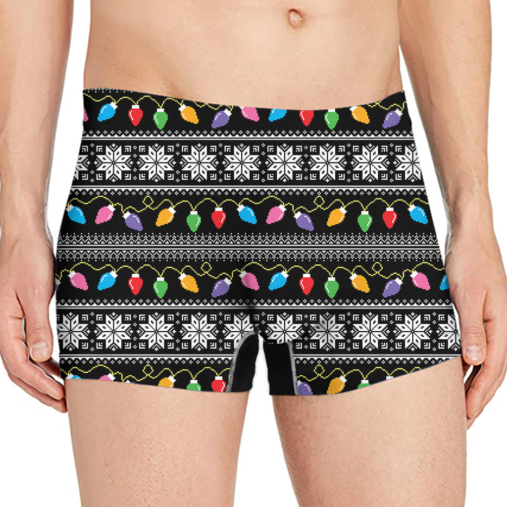 Christmas Tree Lights Print Men's Boxer Briefs