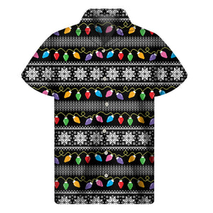 Christmas Tree Lights Print Men's Short Sleeve Shirt