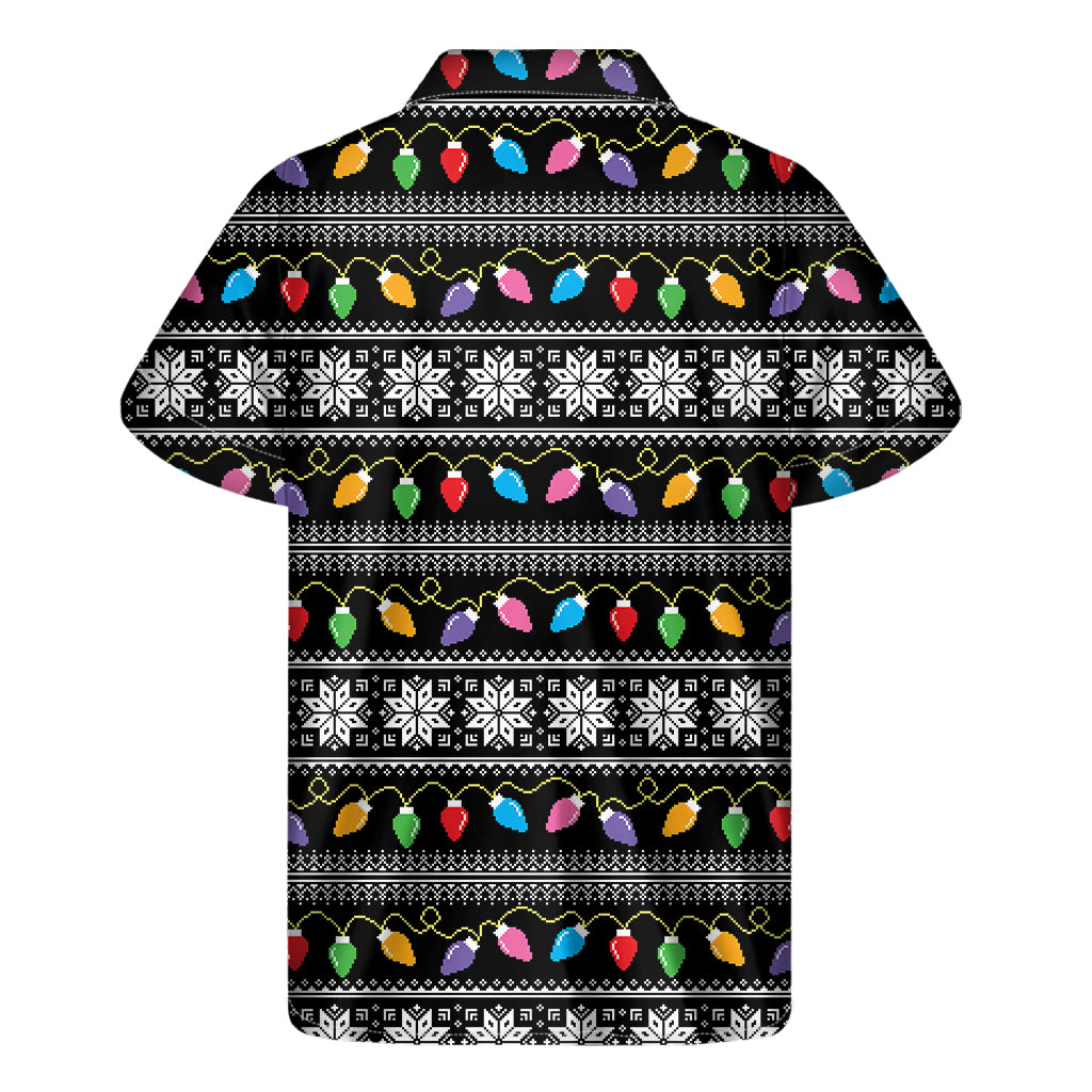 Christmas Tree Lights Print Men's Short Sleeve Shirt