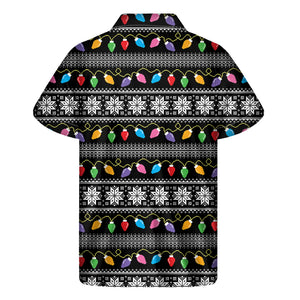 Christmas Tree Lights Print Men's Short Sleeve Shirt