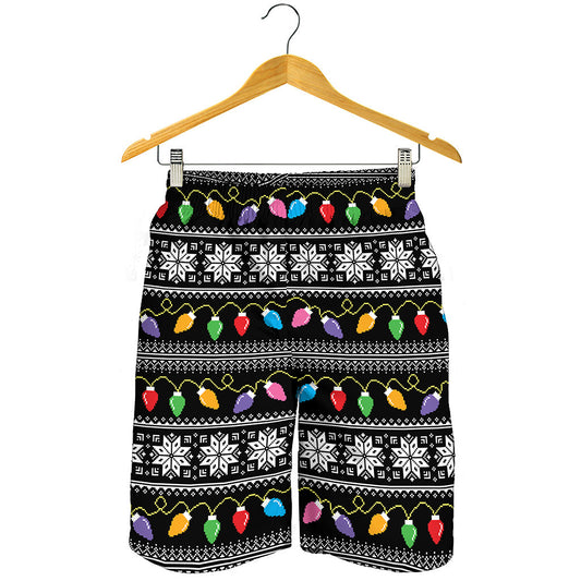 Christmas Tree Lights Print Men's Shorts