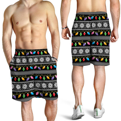 Christmas Tree Lights Print Men's Shorts