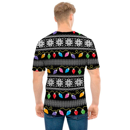 Christmas Tree Lights Print Men's T-Shirt