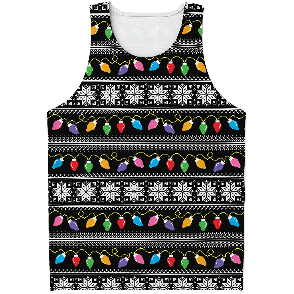 Christmas Tree Lights Print Men's Tank Top