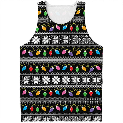 Christmas Tree Lights Print Men's Tank Top