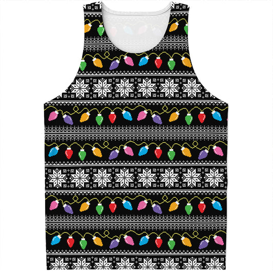 Christmas Tree Lights Print Men's Tank Top