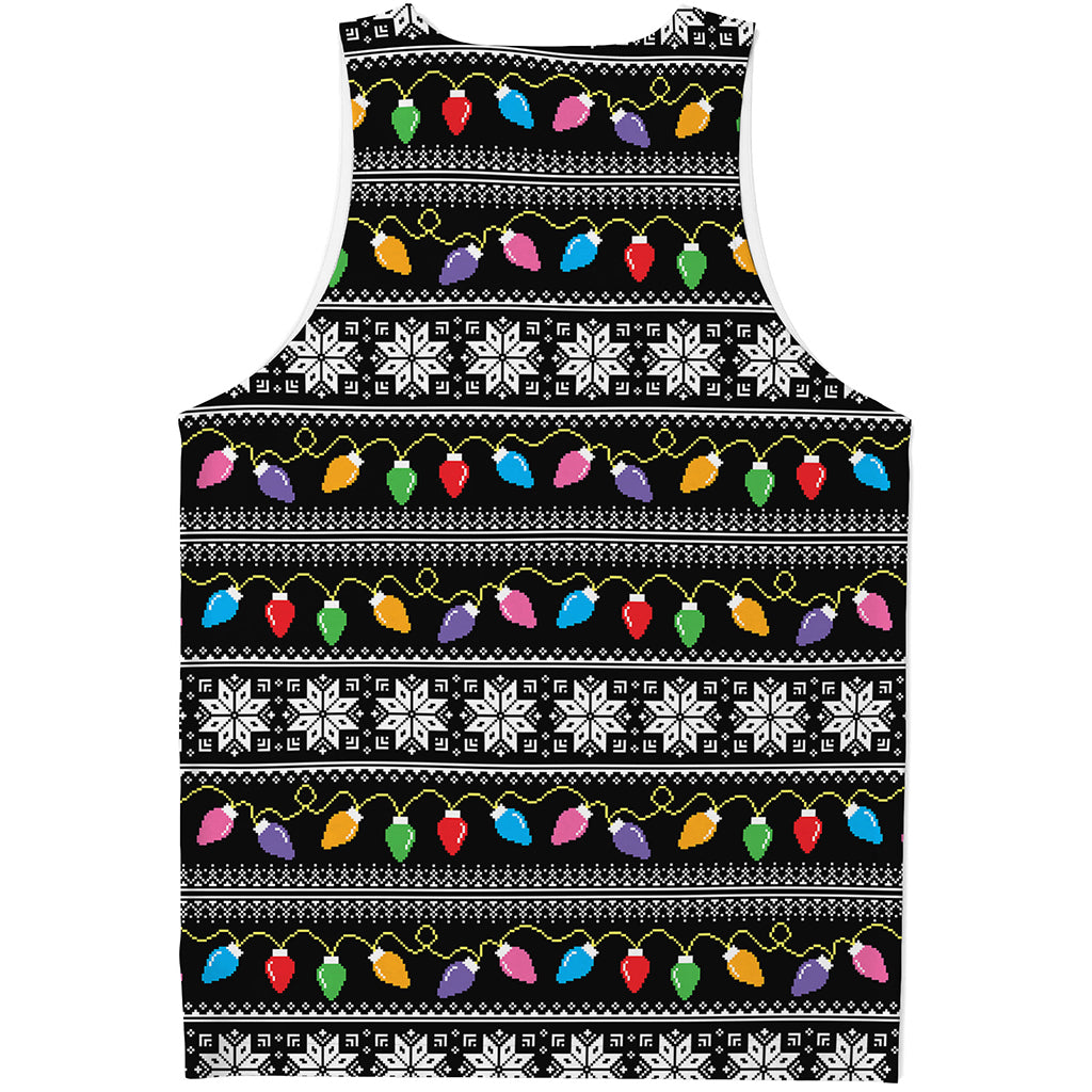 Christmas Tree Lights Print Men's Tank Top