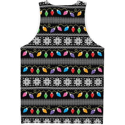 Christmas Tree Lights Print Men's Tank Top