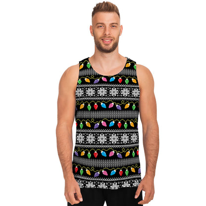 Christmas Tree Lights Print Men's Tank Top