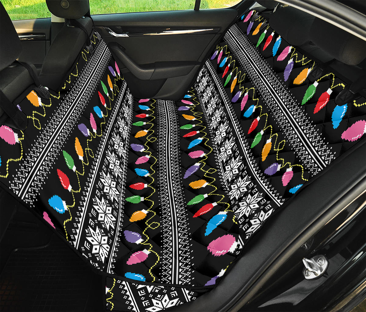 Christmas Tree Lights Print Pet Car Back Seat Cover