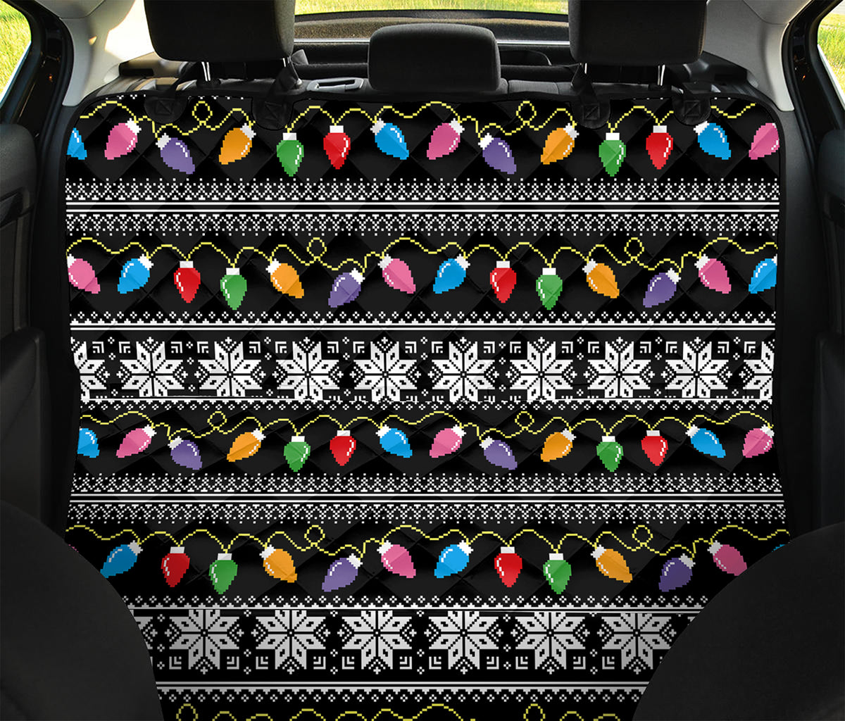 Christmas Tree Lights Print Pet Car Back Seat Cover