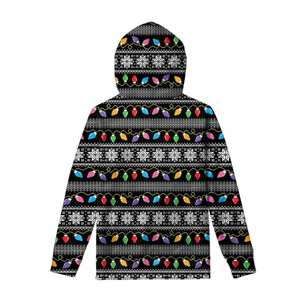 Christmas Tree Lights Print Pullover Hoodie