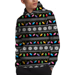 Christmas Tree Lights Print Pullover Hoodie