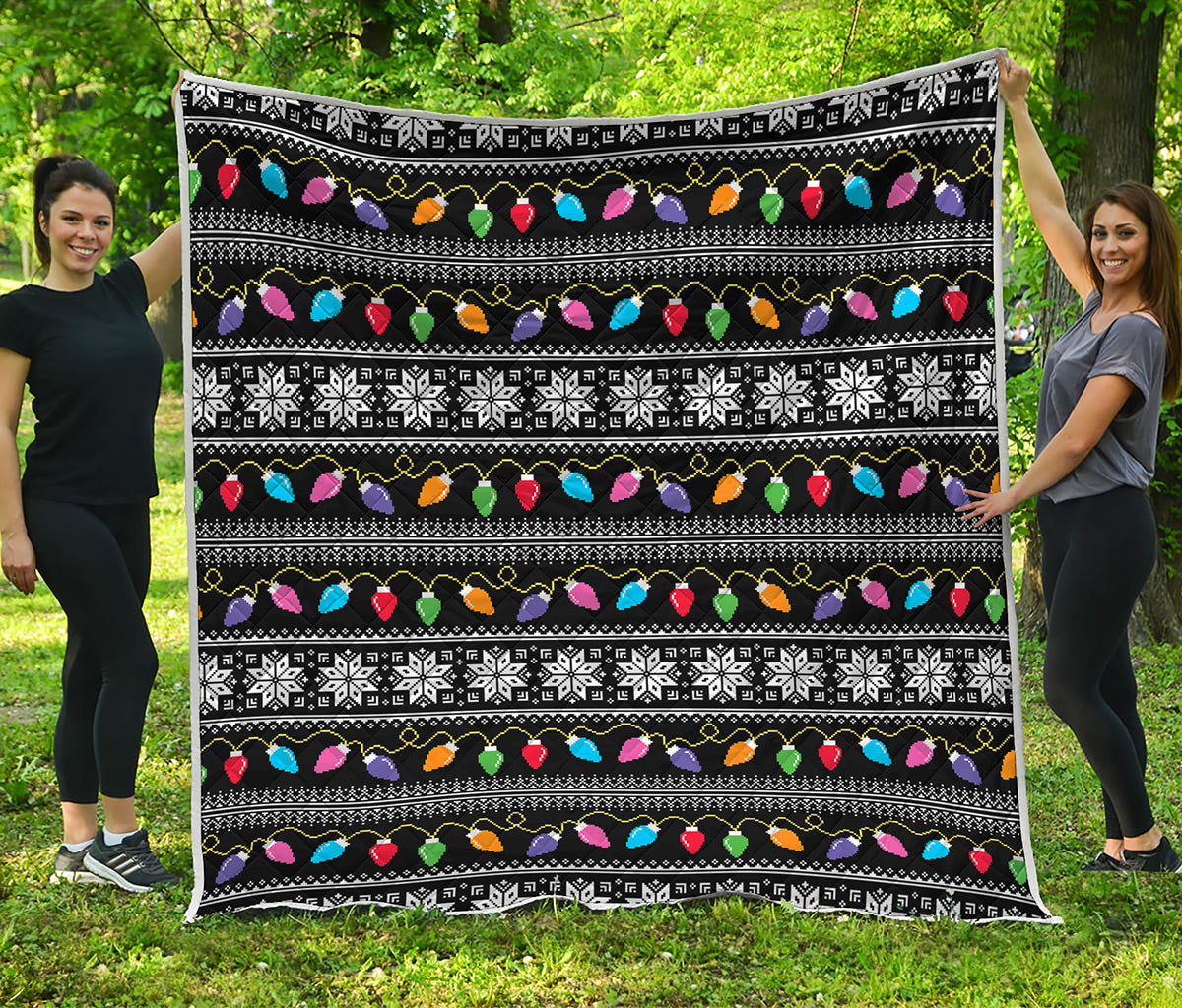 Christmas Tree Lights Print Quilt