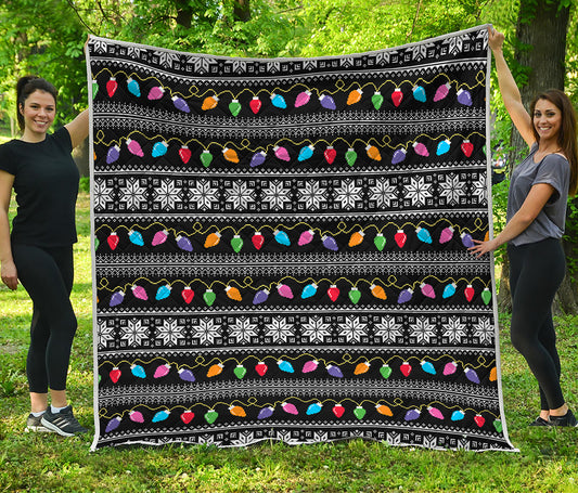 Christmas Tree Lights Print Quilt