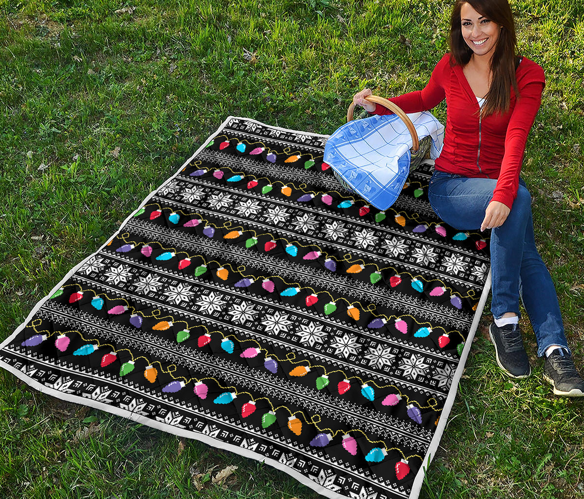 Christmas Tree Lights Print Quilt