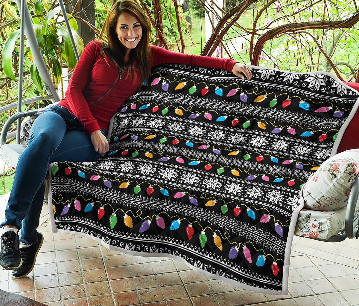 Christmas Tree Lights Print Quilt
