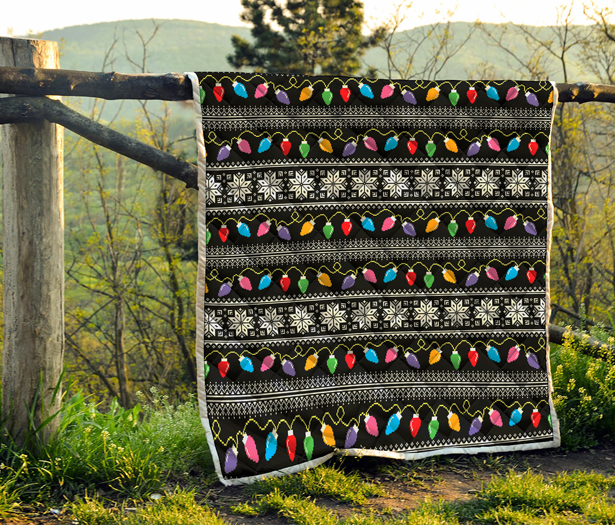 Christmas Tree Lights Print Quilt