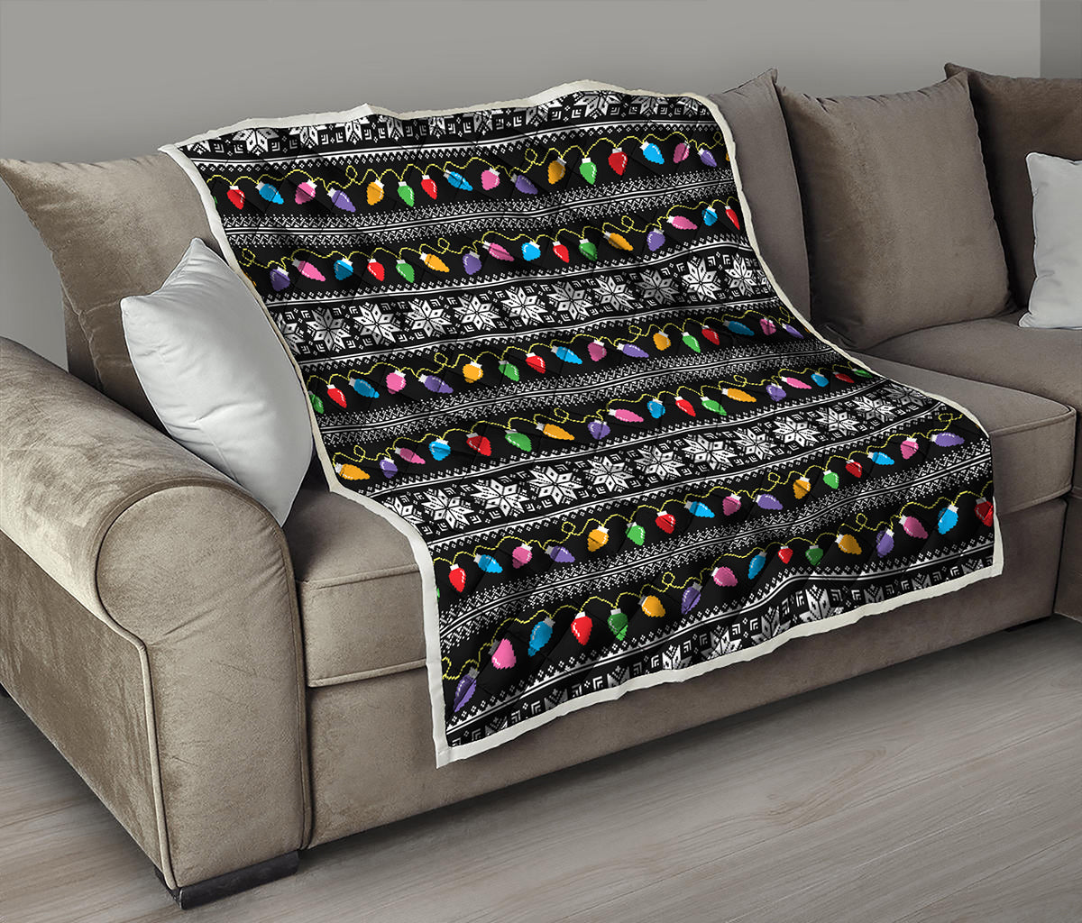 Christmas Tree Lights Print Quilt