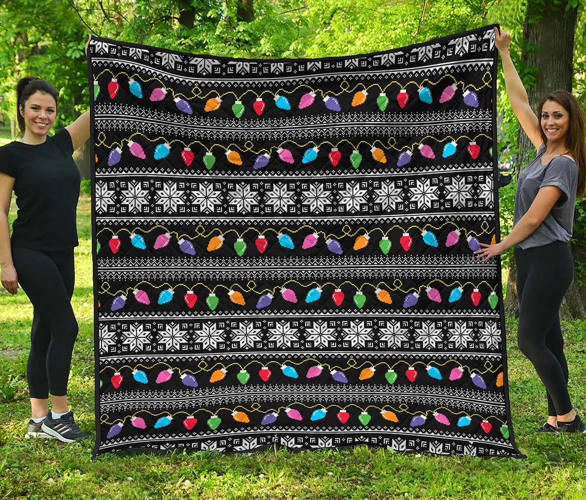 Christmas Tree Lights Print Quilt