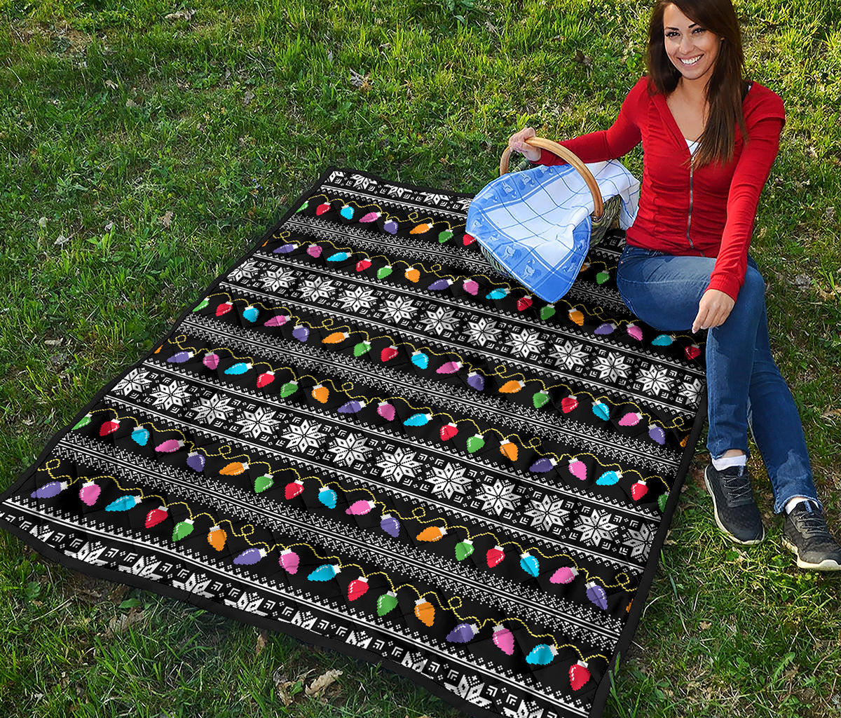 Christmas Tree Lights Print Quilt