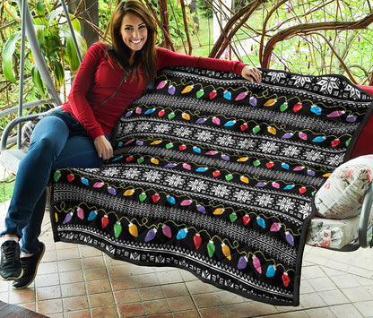 Christmas Tree Lights Print Quilt