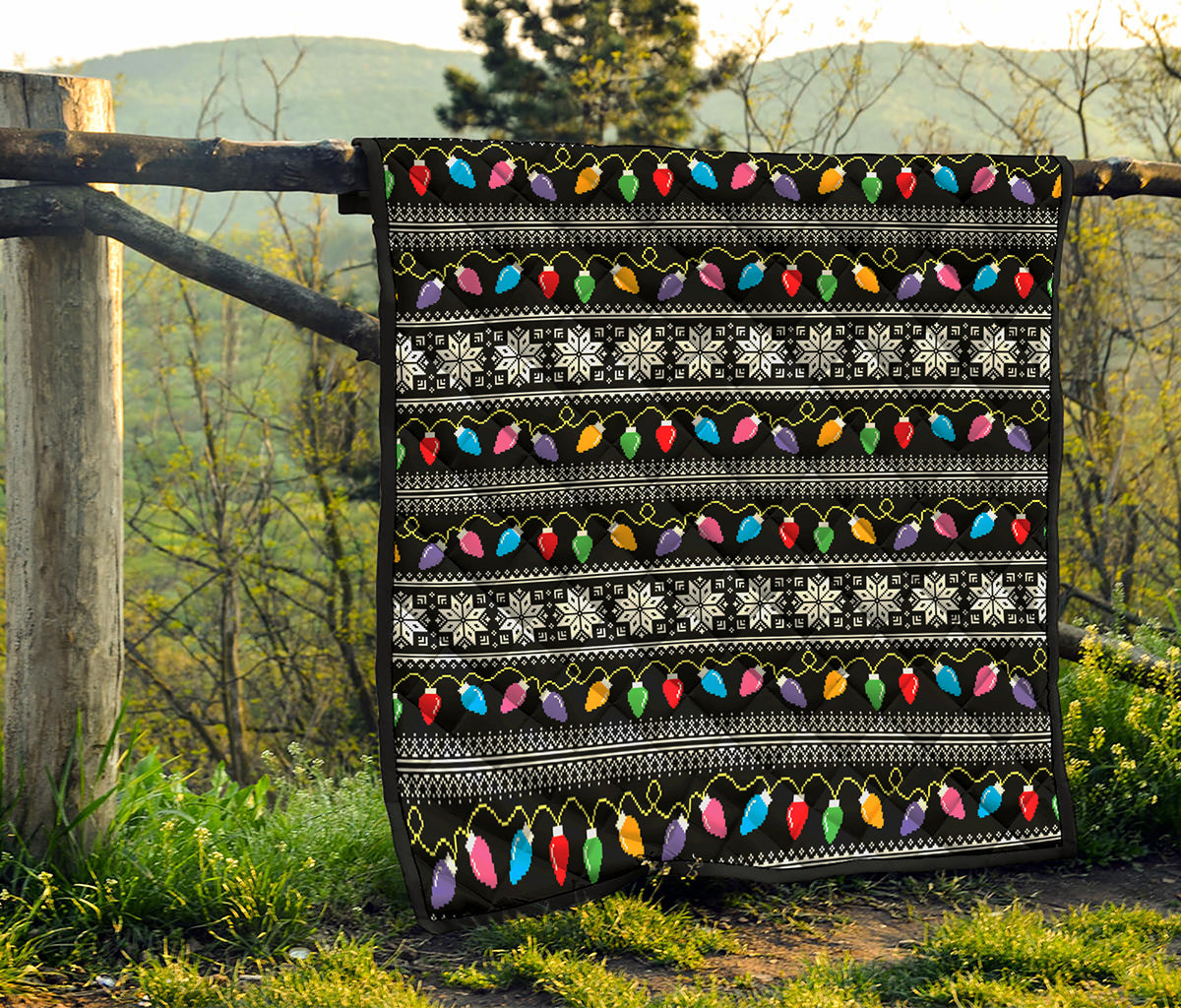 Christmas Tree Lights Print Quilt